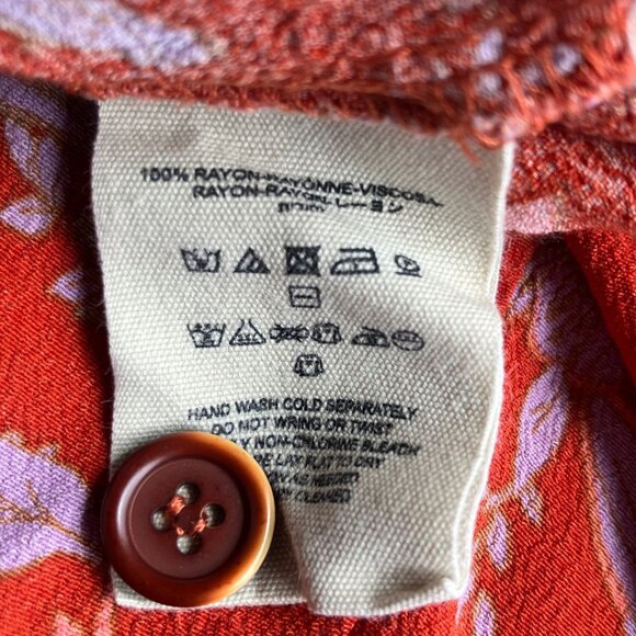 Free People Retro Love Midi Floral Skirt in Burnt Orange Size 0 - Picture 7 of 7